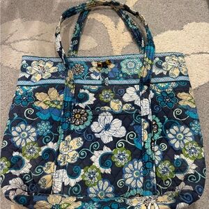 Floral Quilted Tote Bag - Blue and Green Vera Bradley